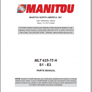 Manitou Telehandler MLT 625 75H Tier 3 Parts ManualEN