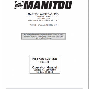 Manitou Telehandler MLT 735 Operators ManualEN