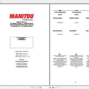 Manitou Telehandler MRT1440 1840 Operators Manual648552 1
