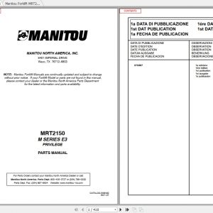 Manitou Telehandler MRT2150 M Series Parts Operation Manual 1vfuiT