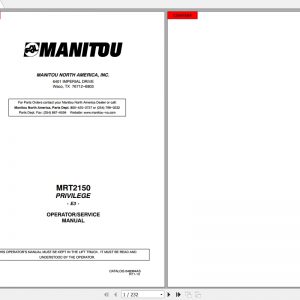 Manitou Telehandler MRT2150 Operator Service Manual648394AS 1