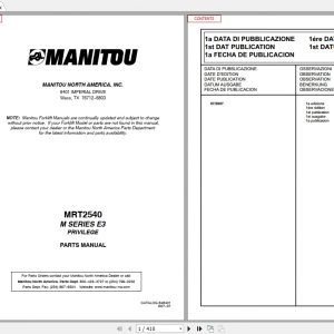 Manitou Telehandler MRT2540 Parts Manual648410 1