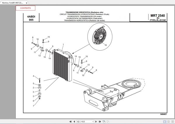 Manitou Telehandler MRT2540 Parts Manual648410 3