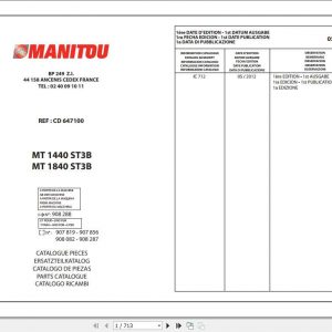 Manitou Telehandler MT14401840 ST3B Parts Manual647100 1