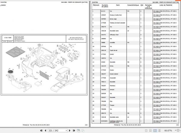 Manitou Telehandler MT420H Parts Manual647739 3