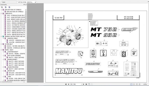 Manitou Telehandler MT732MT932 ST3B Parts Manual647449 1