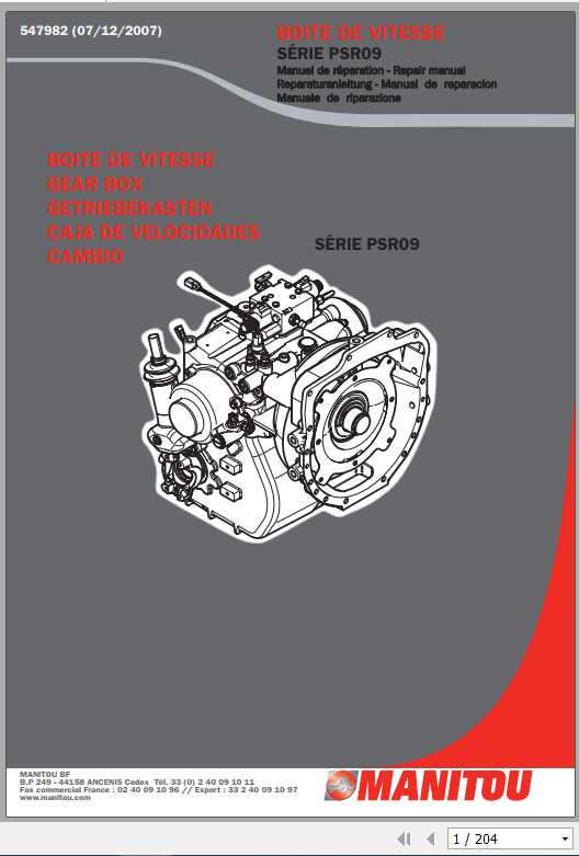 Manitou Telehandler MT835 Series PSR09 Repair Manual547982 1