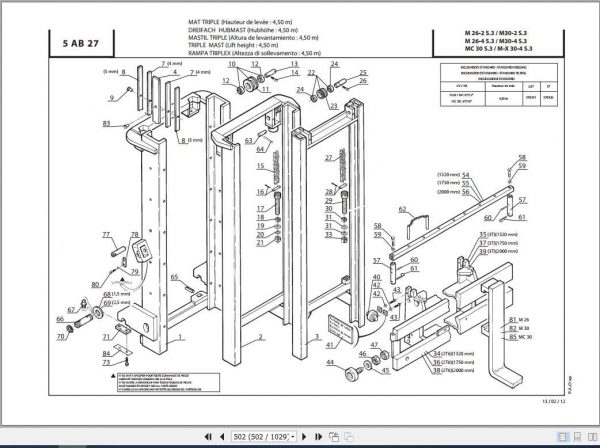 Manitou Telescopic Handler MC 30 70 Parts Manual647010 3