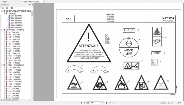 Manitou Telescopic Handler MRT 3035 Parts Manual648388 1