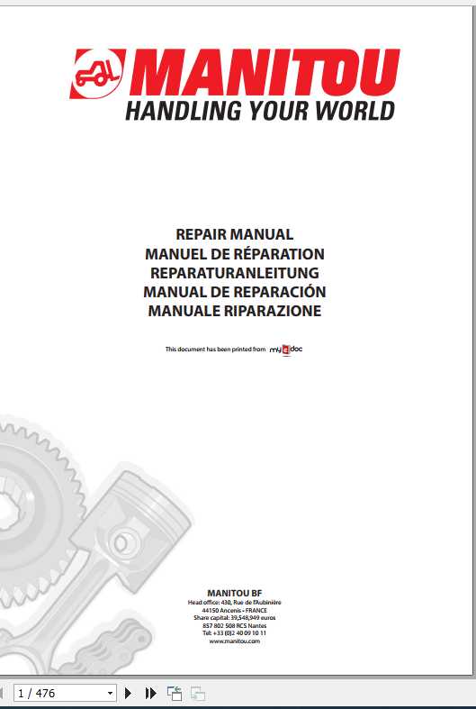 Manitou Telescopic Handler MRT 3035 Repair Manual 1