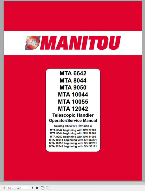Manitou Telescopic Handler MTA8044 Operators ManualEN 1