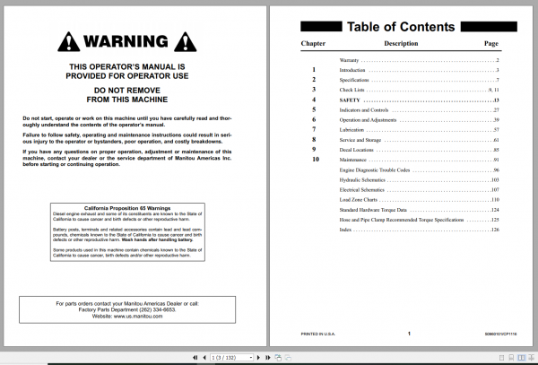 Manitou Telescopic Handler MTA8044 Operators ManualEN 2