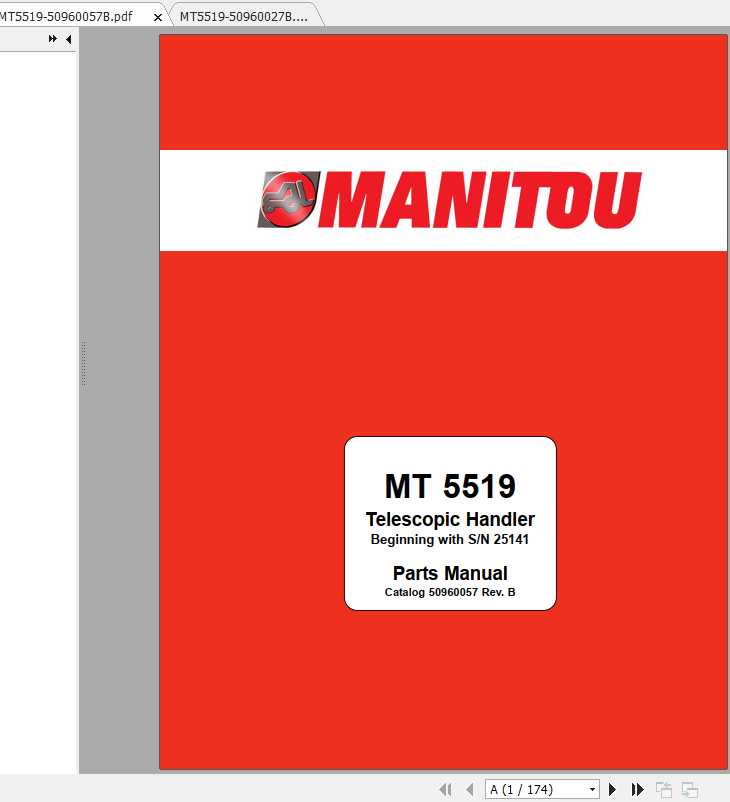 Manitou Telescopic Handler MT 5519 Parts Manual 1