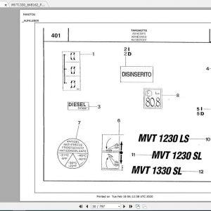 Manitou Telescopic Handler MVT 1330 Parts Manual 1