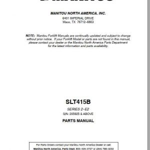 Manitou Telescopic Handler SLT415B Parts Manual547911P 1