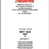 Manitou Telescopic Loader MRT 1840 Parts Manual648633 1
