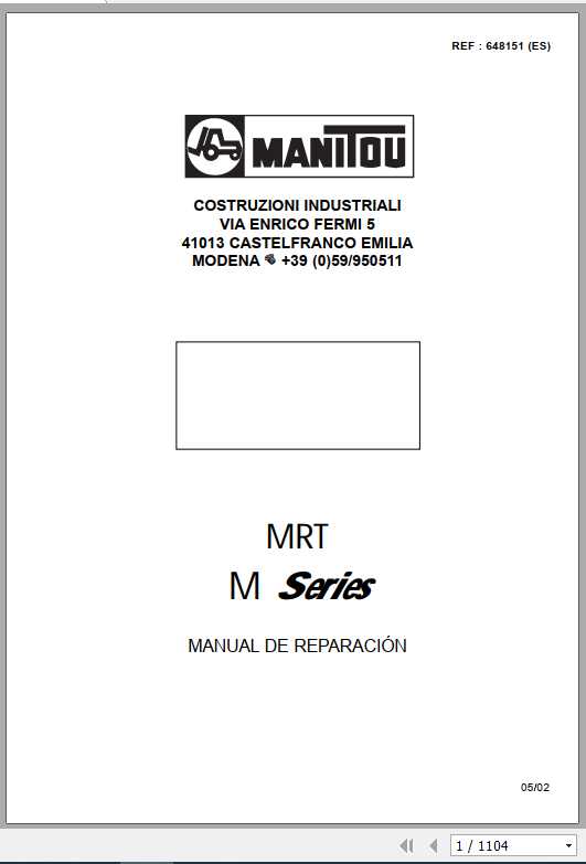 Manitou Telescopic Loader MRT M Series Repair Manual 1
