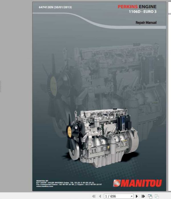 Manitou Telescopic Loader MT1030 1106D Repair Manual647413 1