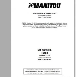 Manitou Telescopic Loader MT1033HL Parts Manual 1