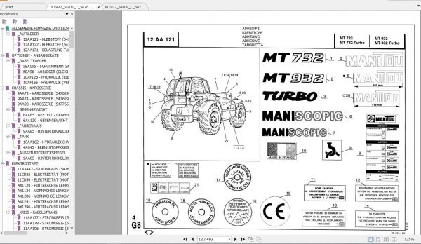 Manitou Telescopic Loader MT927 Parts Manual 1