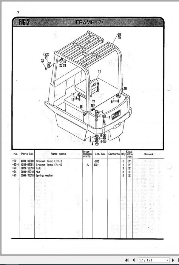 Nichiyu NYK Forklift FBF10131518P20 Parts List 3