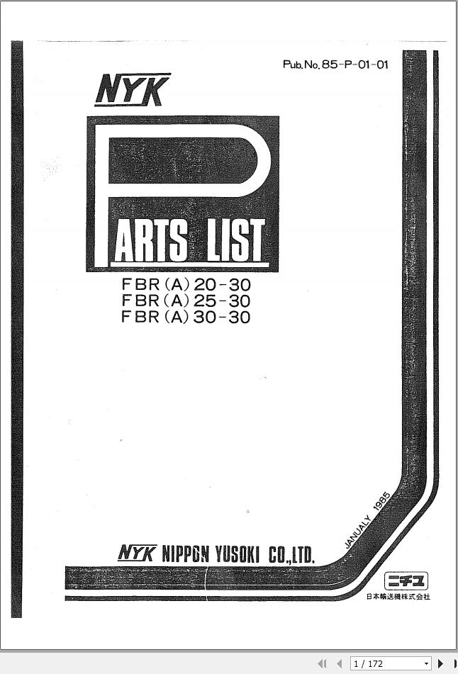 Nichiyu FBRA Parts List85P0101 1