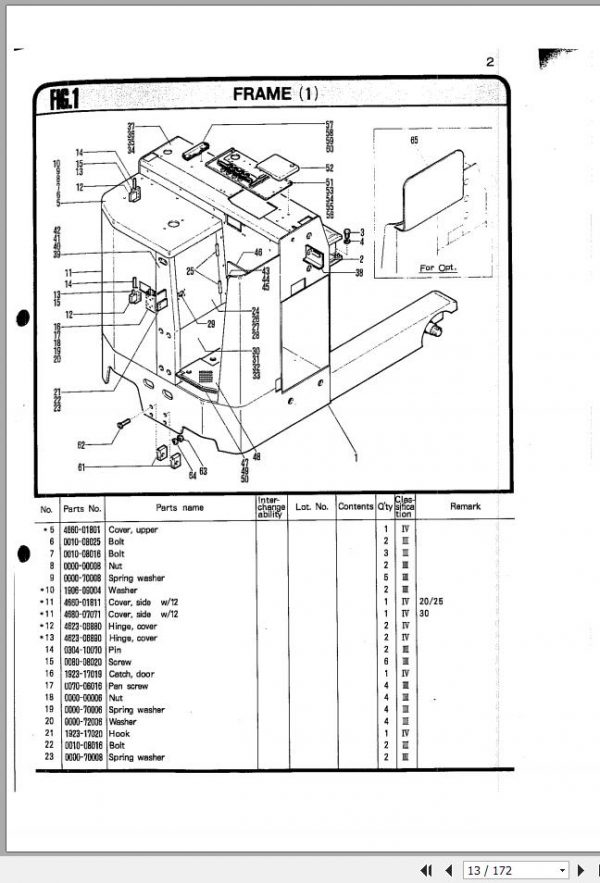 Nichiyu FBRA Parts List85P0101 3