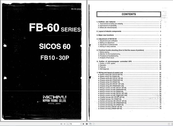 Nichiyu Forklift FB60 Series Troubleshooting Manual95W2202 1