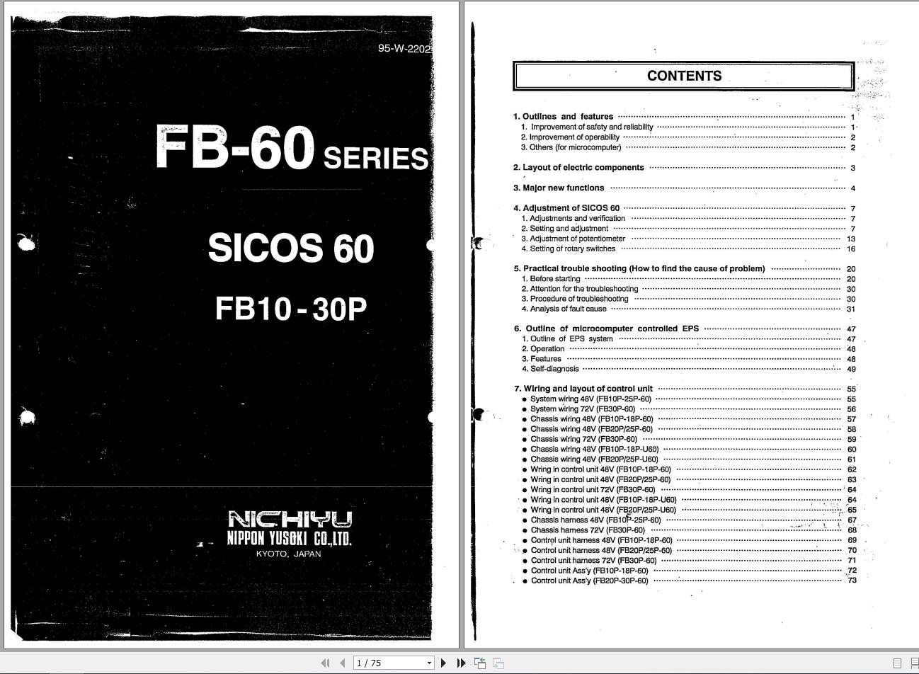 Nichiyu Forklift FB60 Series Troubleshooting Manual95W2202 1