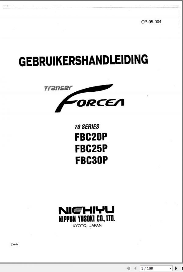 Nichiyu Forklift FBC20 25 30P Operators ManualOP05004 1