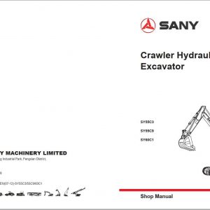 Sany SY55C3 SY55C9 SY60C1 Crawler Hydraulic Excavator Shop Manual 1