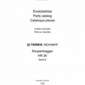 Schaeff Crawler Excavator HR26D Parts Catalog 1