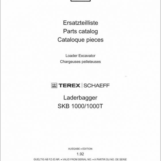 Schaeff LoaderExcavator SKB800B Parts Catalog