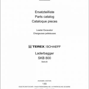 Schaeff Loader Excavator SKB800B Parts Catalog 1
