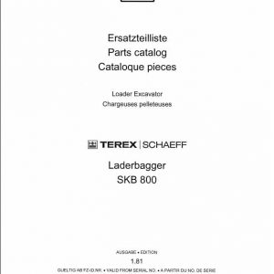 Schaeff Loader Excavator SKB800 Parts Catalog 1 1