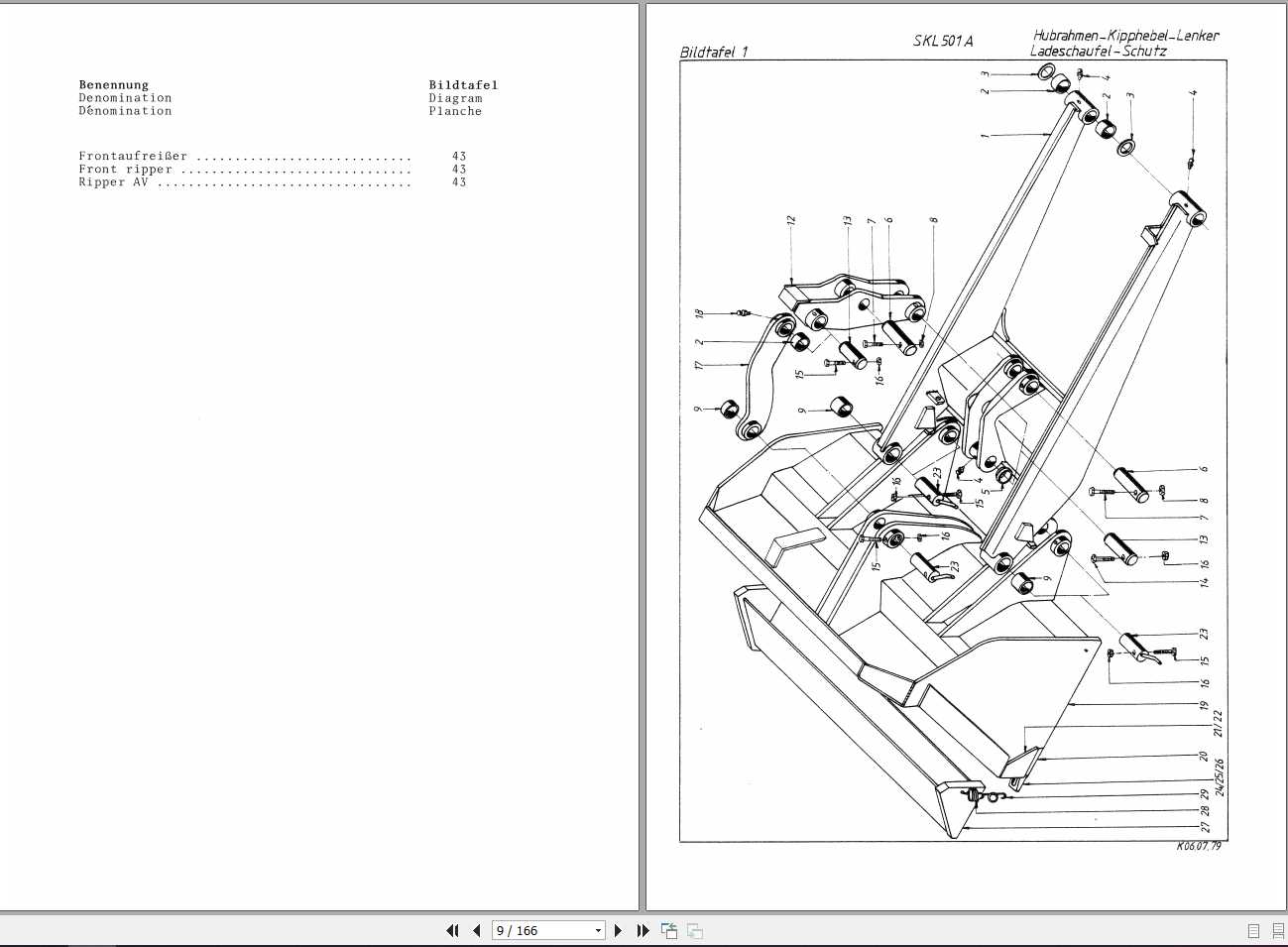 Schaeff Wheel Loader SKL501A Parts Catalog