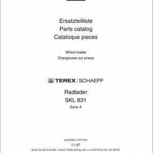 Schaeff Wheel Loader SKL831A Parts Catalog 1