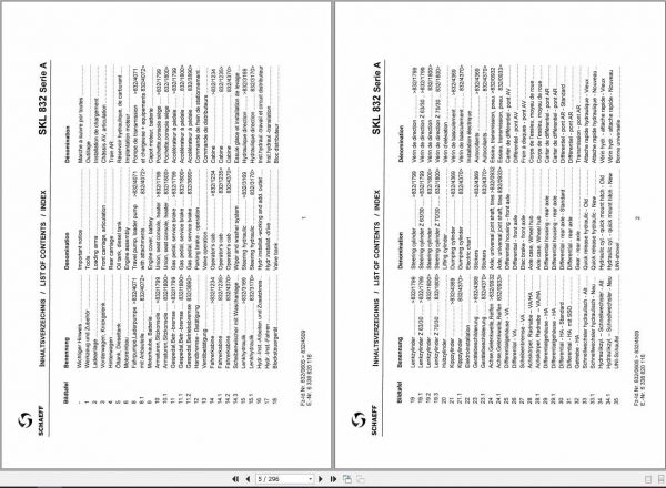 Schaeff Wheel Loader SKL832A Parts Catalog 2