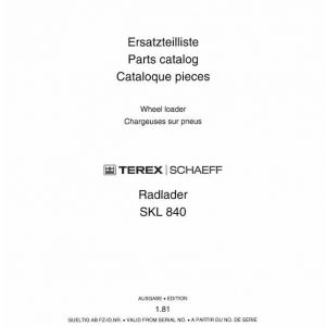 Schaeff Wheel Loader SKL840 Parts Catalog 1