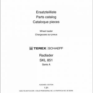 Schaeff Wheel Loader SKL851A Parts Catalog 1