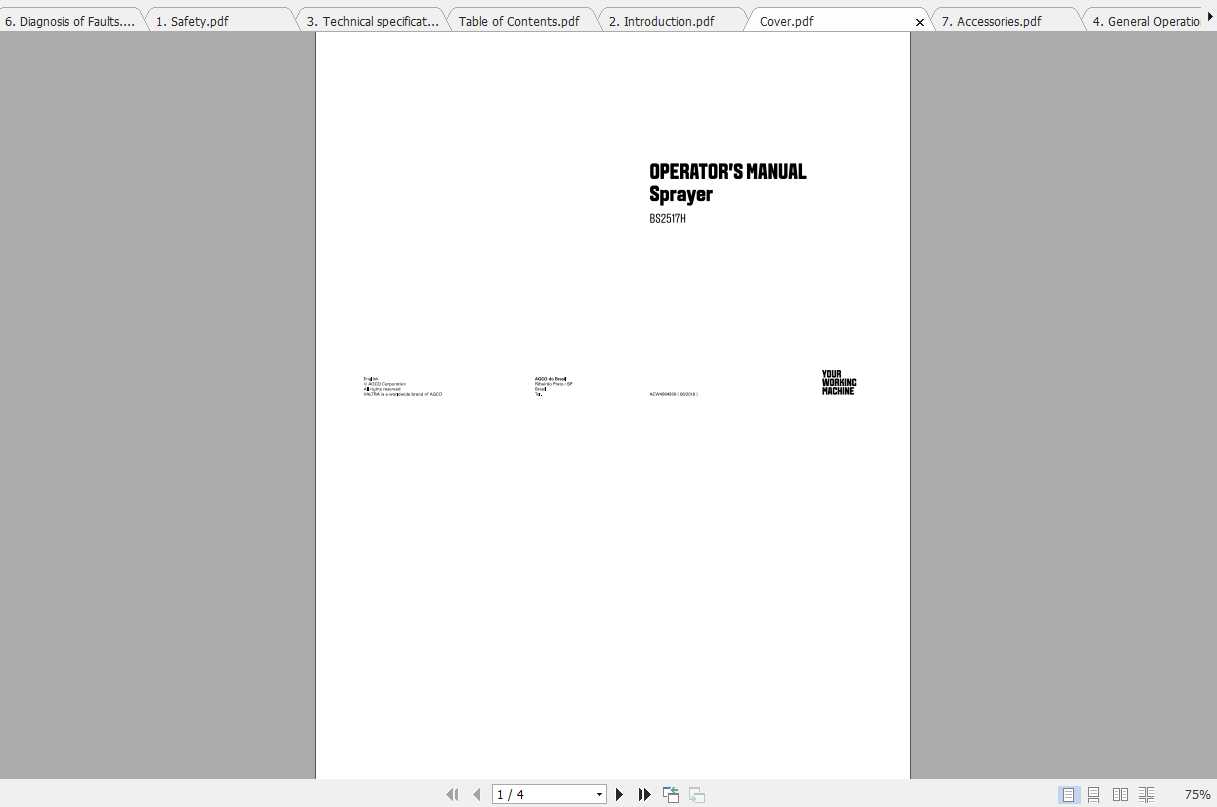 Valtra SA Applicators BS2517H Operators Manual 1