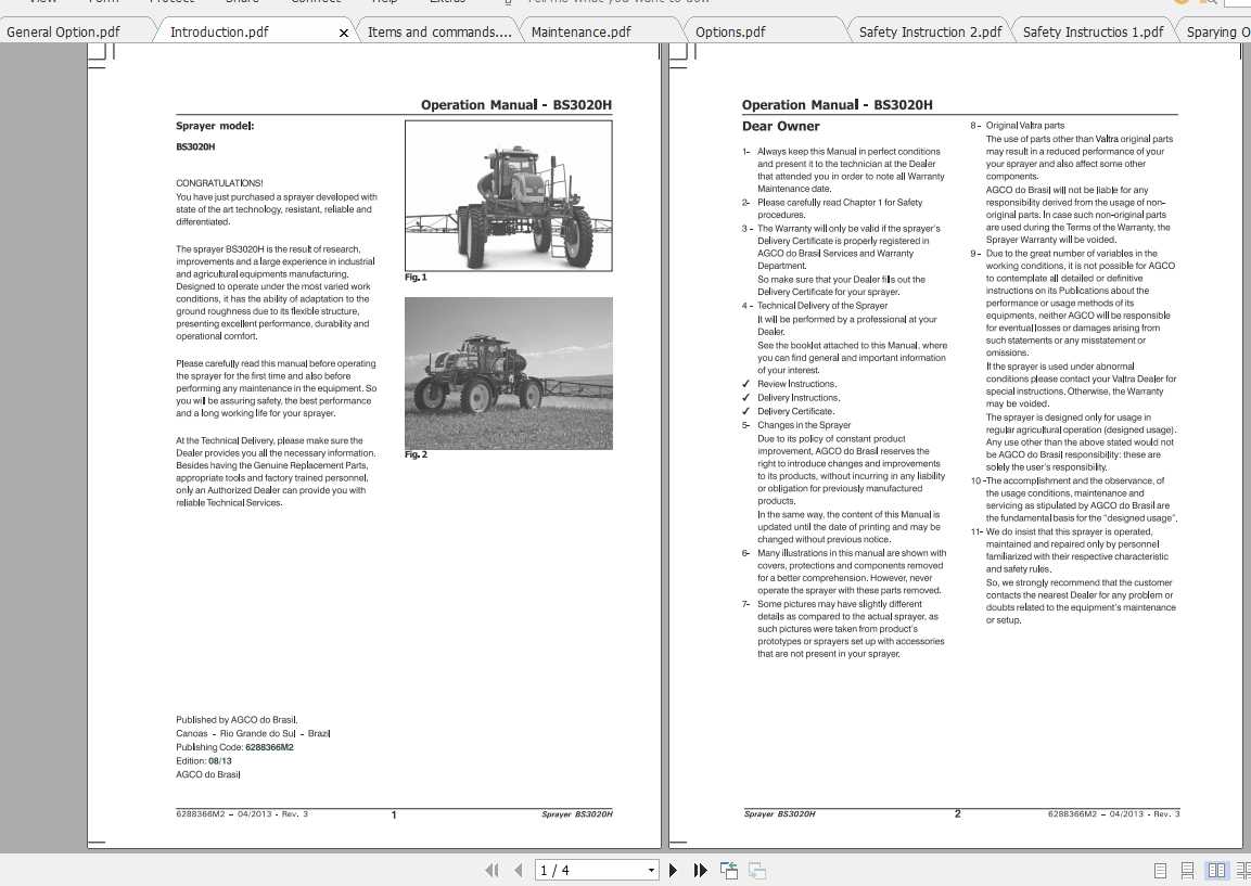 Valtra SA Applicators BS3020H Operator Manual 1