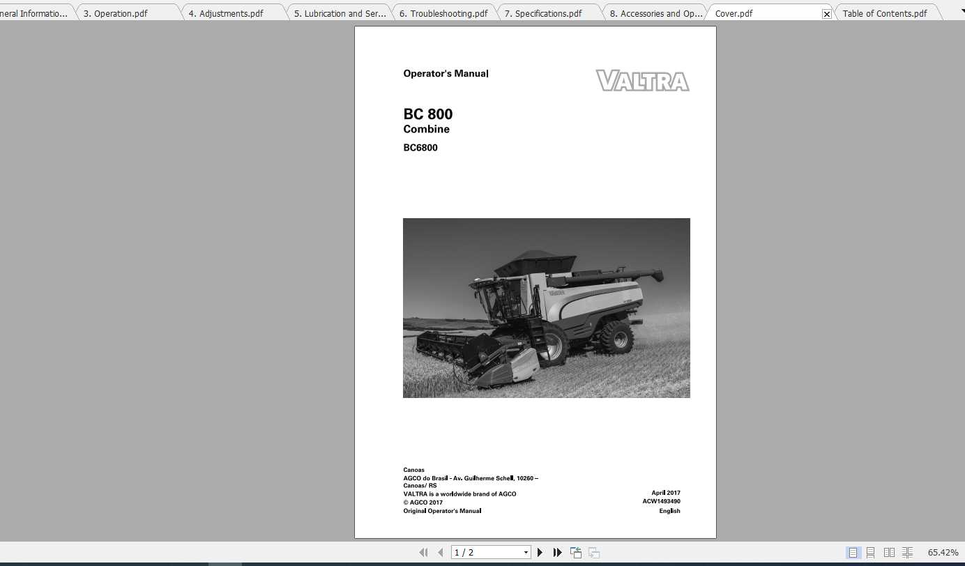 Valtra SA Harvesting BC800 BC6800 Operators Manual 1