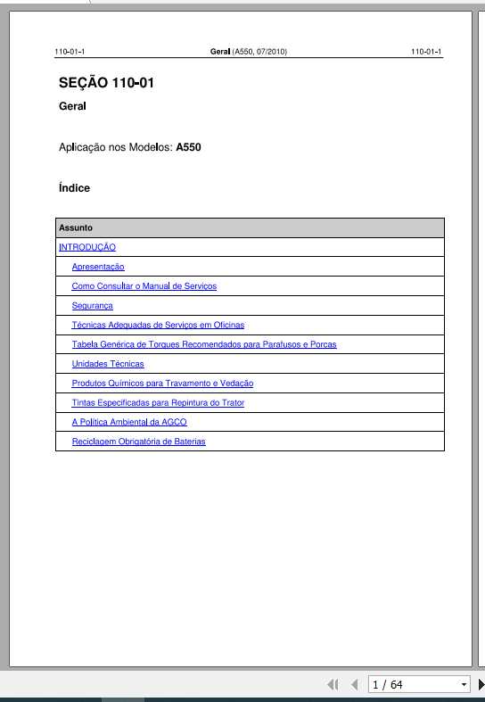 Valtra SA Tractor A550 Service ManualES 1