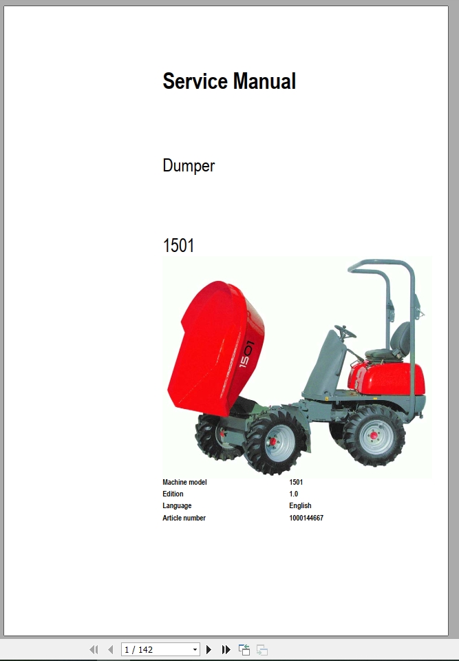 Wacker Neuson Lifton Dumper 1501 Service Manual1000144667 1