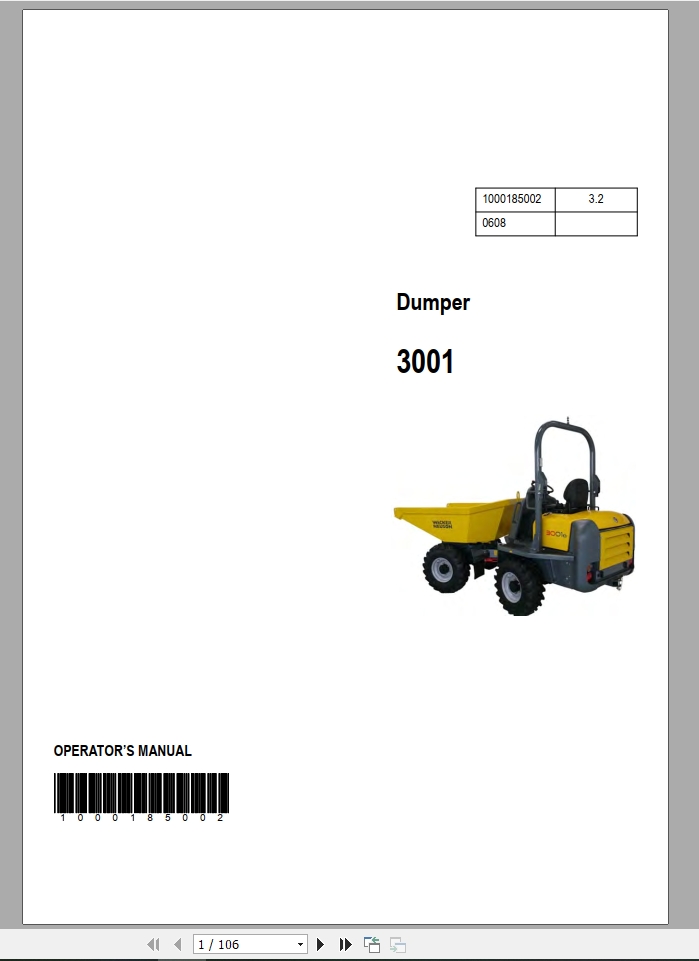 Wacker Neuson Lifton Dumper 3001 Operators Manual335402179 1
