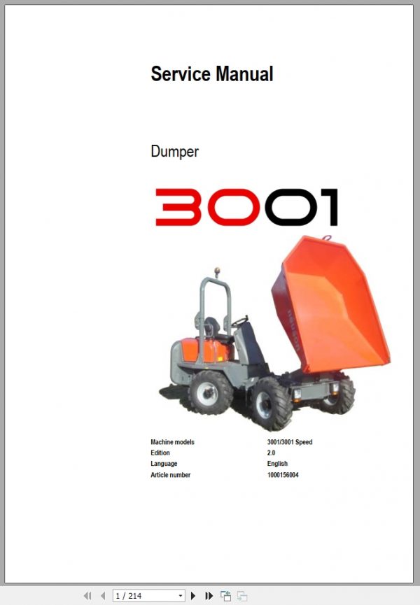 Wacker Neuson Lifton Dumper 3001 Service Manual1000156004 1