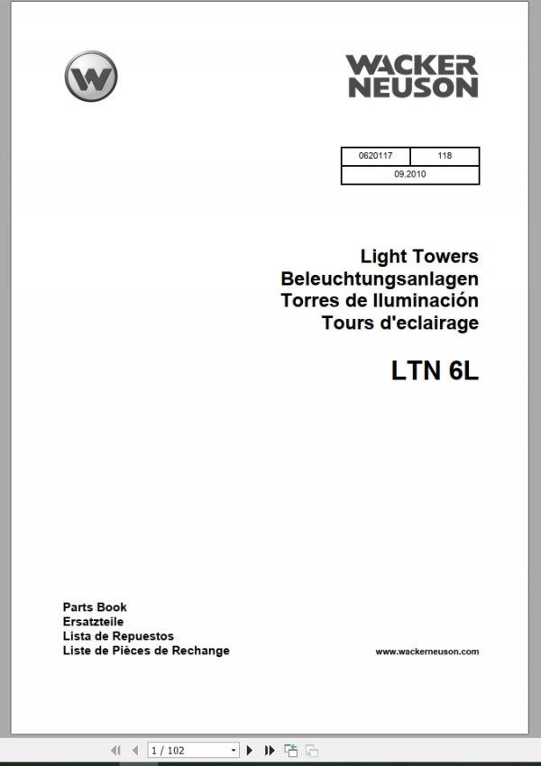 Wacker Neuson Light Towers LTN 6L Parts Manual348628422 1