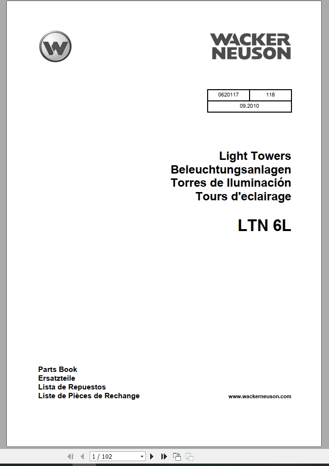 Wacker Neuson Light Towers LTN 6L Parts Manual348628422 1