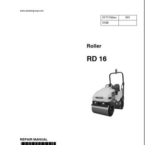 Wacker Neuson Roller RD 16 Repair Manual0171742en 1